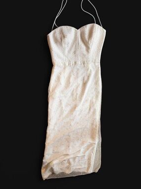 ERIN by Erin Fetherston Ivory Strapless Lace Midi Dress size 2